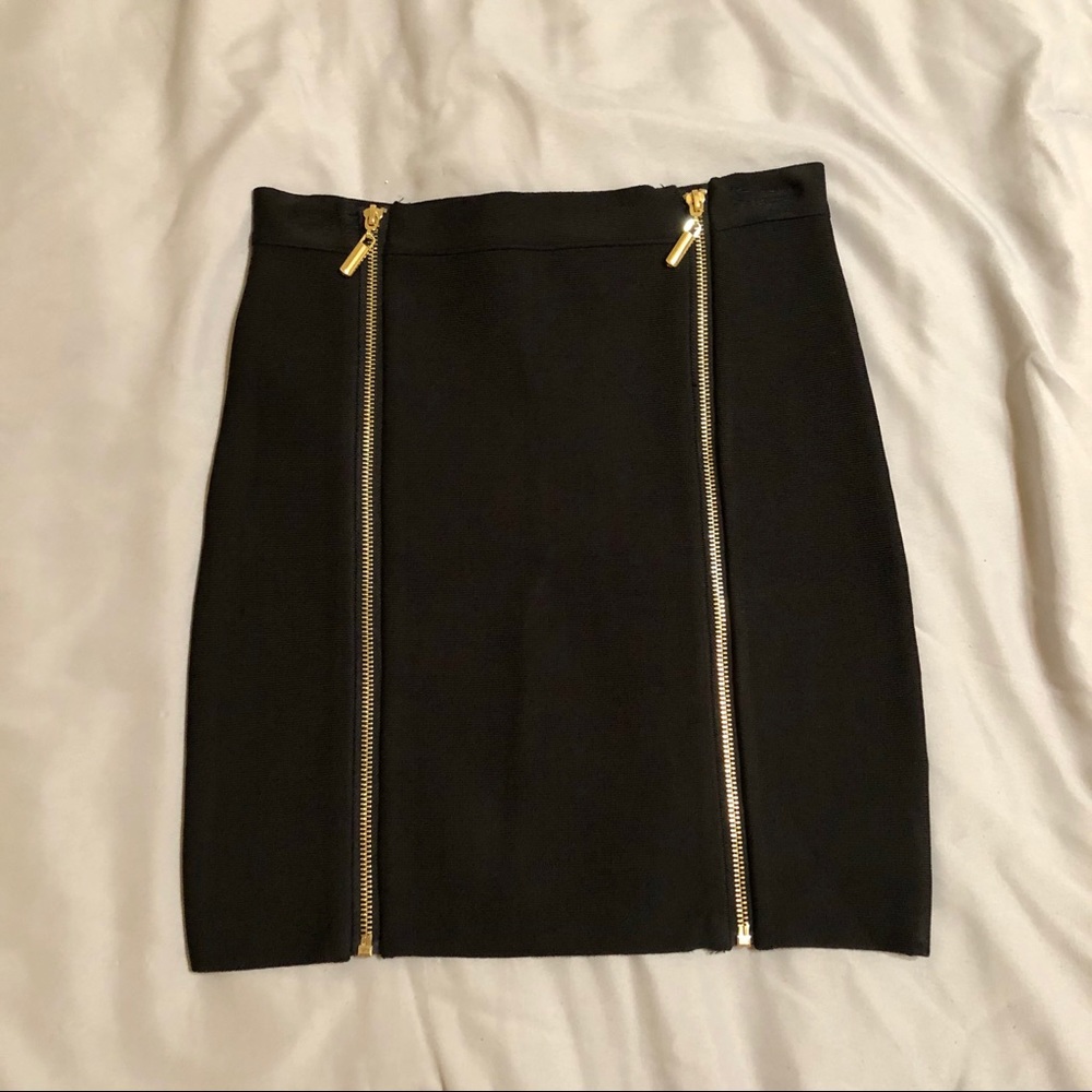 Bebe Bandage Zip Mini Skirt